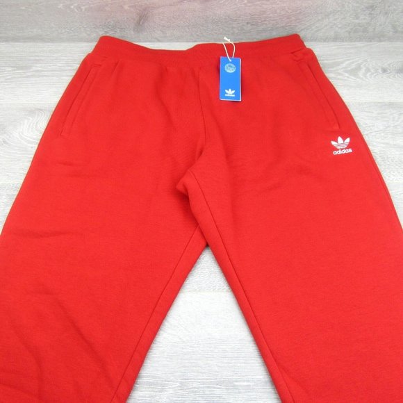 Adidas Originals Essentials Fleece Pants Mens Size XL Slim Fit Red NEW - Picture 2 of 13